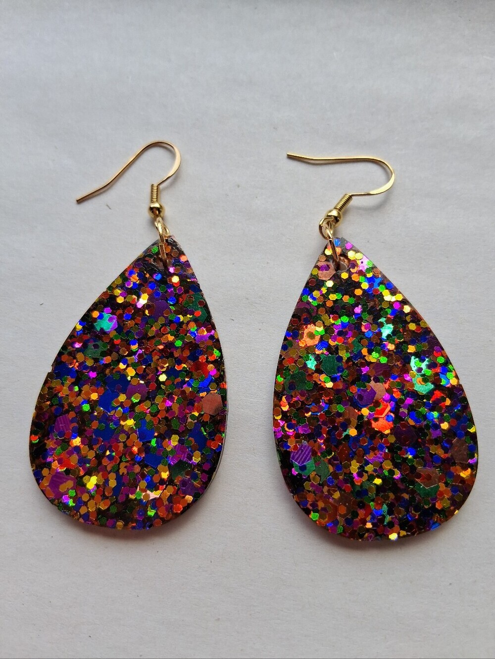 Hand Crafted Multicolor Glitter Teardrop Earrings